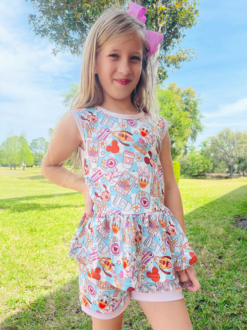 Girls Mouse Treats Shorts Set with Matching Bow - Bowtism